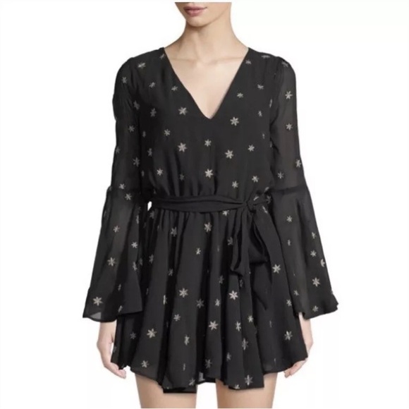Lovers + Friends Lila Gold Star Dress XSmall Black - Picture 1 of 12